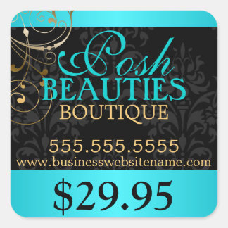 Elegant Damask and Gold Swirls Price Tag