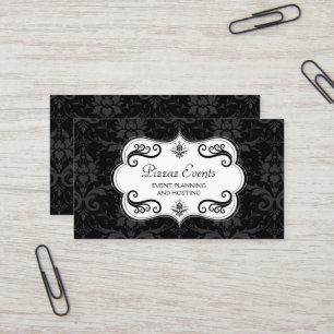 Elegant Damask and Swirls Business Card