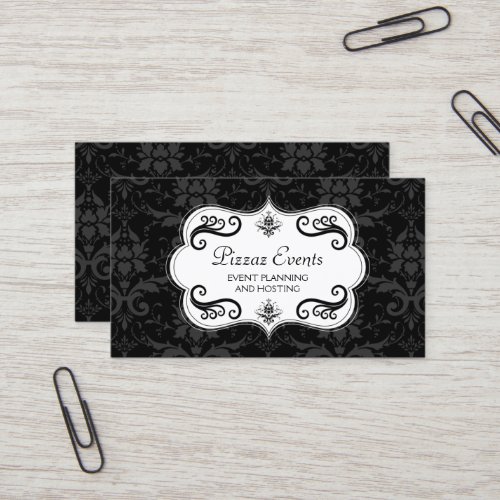 Elegant Damask and Swirls Business Cards