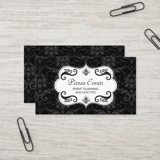 Customizable Elegant Damask and Swirls Business Cards
