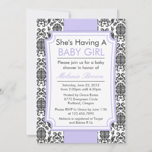 Elegant Damask Baby Shower Invite