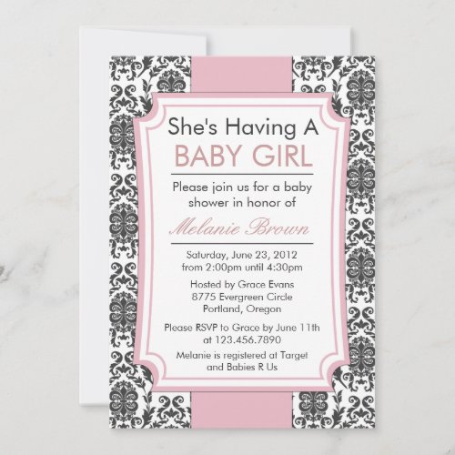 Elegant Damask Baby Shower Invite