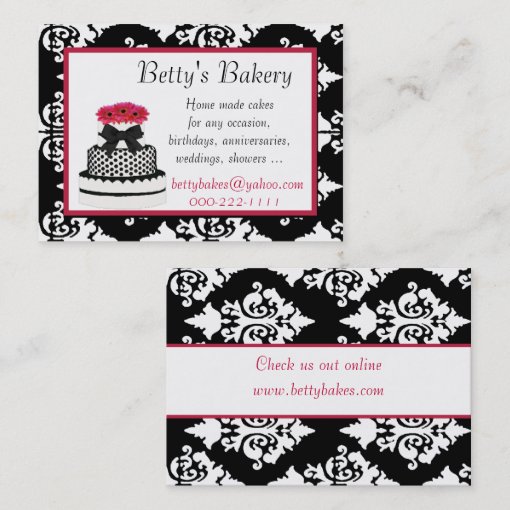 Elegant Damask Bakery Business Card Zazzle