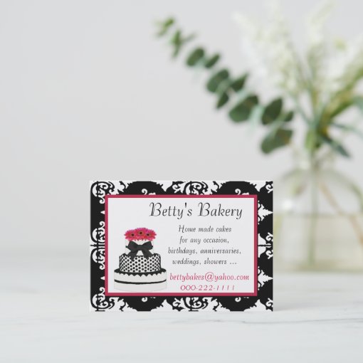 Elegant Damask Bakery Business Card Zazzle