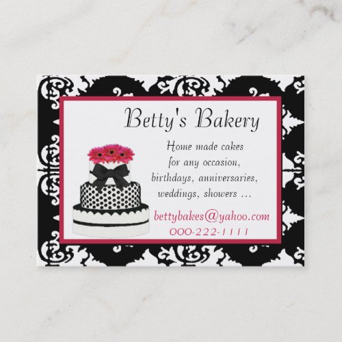 Elegant Damask Bakery Business Card