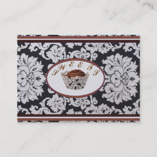 Elegant Damask Bakery Cafe Catering Business Card