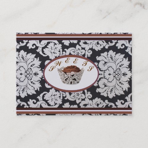 Elegant Damask Bakery Cafe Catering Business Card