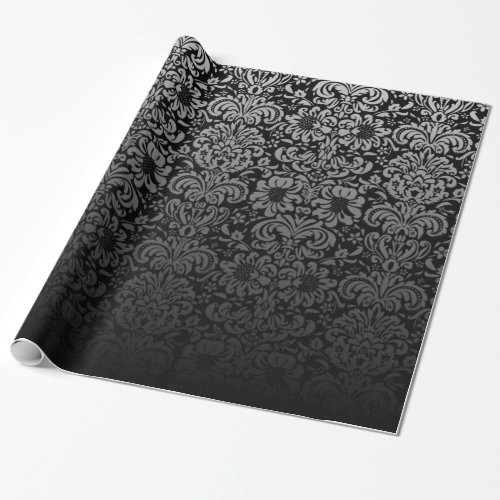 Elegant Damask Black and Silver Wrapping Paper