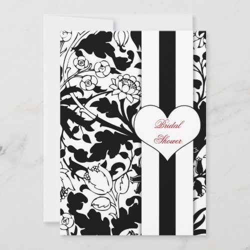 elegant damask black&amp;white bridal shower invite
