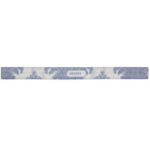 Elegant damask Blue toile de jouy monogram Elastic Hair Tie