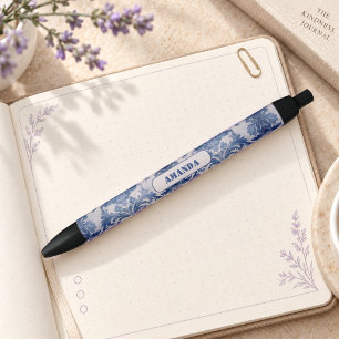 Elegant damask Blue toile de jouy monogram Pen