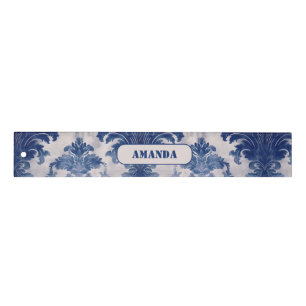 Elegant damask Blue toile de jouy monogram Ruler