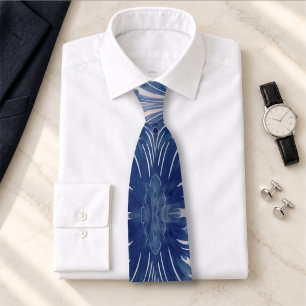 Elegant damask Blue toile de jouy Neck Tie