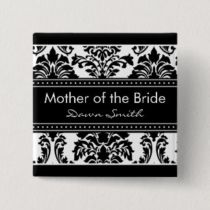 Elegant Damask Bridal Party - Mother of the Bride Button