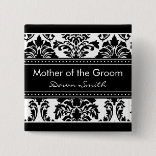 Elegant Damask Bridal Party - Mother of the Groom Pinback Button