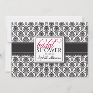 Elegant Damask Bridal Shower Invitation (black)