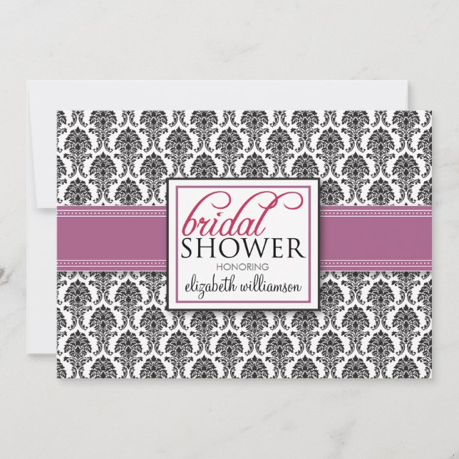 Elegant Damask Bridal Shower Invitation (lilac) (Front)