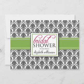 Elegant Damask Bridal Shower Invitation (lime)