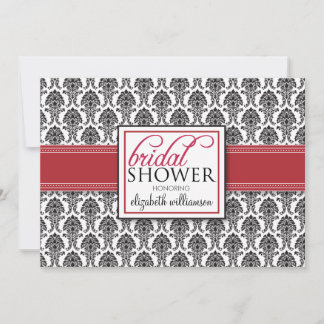 Elegant Damask Bridal Shower Invitation (red)