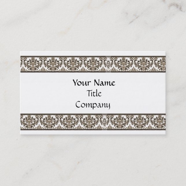 Elegant Damask Business Card Template (Front)