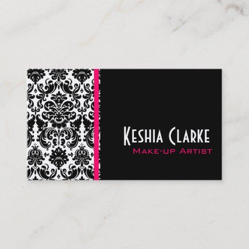 Elegant Damask Business Cards Pink Black