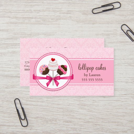 Customizable Cake Pops Bakery Business Cards