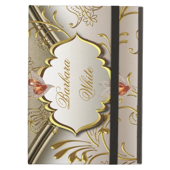 Elegant Damask Caramel Cream Beige Gold Amber 2 iPad Air Cover