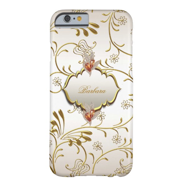 Elegant Damask Caramel Cream Beige Gold Amber Case-Mate iPhone Case (Back)