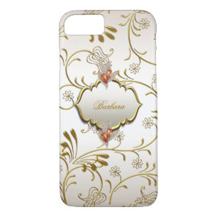 Elegant Damask Caramel Cream Beige Gold Amber iPhone 8/7 Case