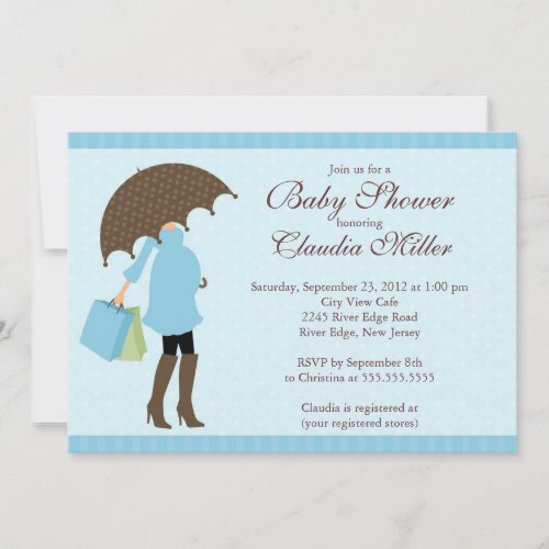 Elegant Damask Carriage Boy Baby Shower Announcement