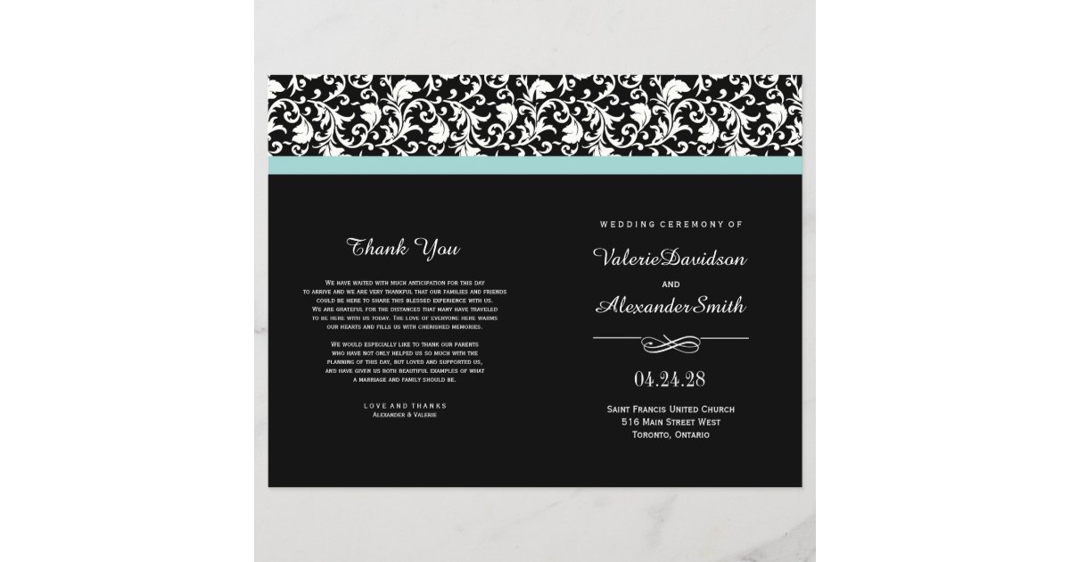 Elegant Damask Ceremony Wedding Programs | Zazzle
