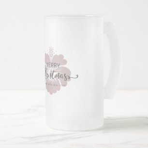 Elegant damask Christmas custom elegant Frosted Gl Glass Beer Mug