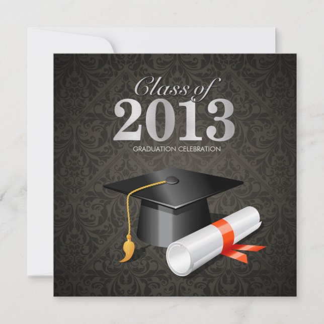 Elegant Damask Class of 2013 Invitation (Front)