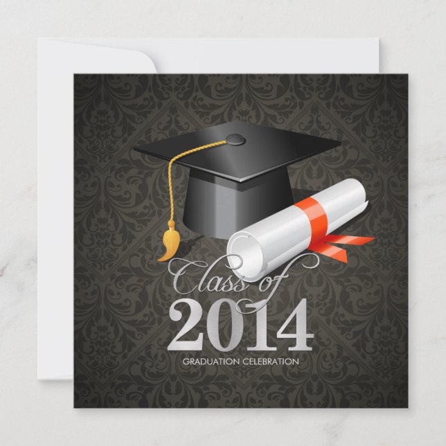 Elegant Damask Class of 2014 Celebration Invitation (Front)