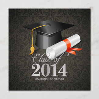 Elegant Damask Class of 2014 Celebration Invitation