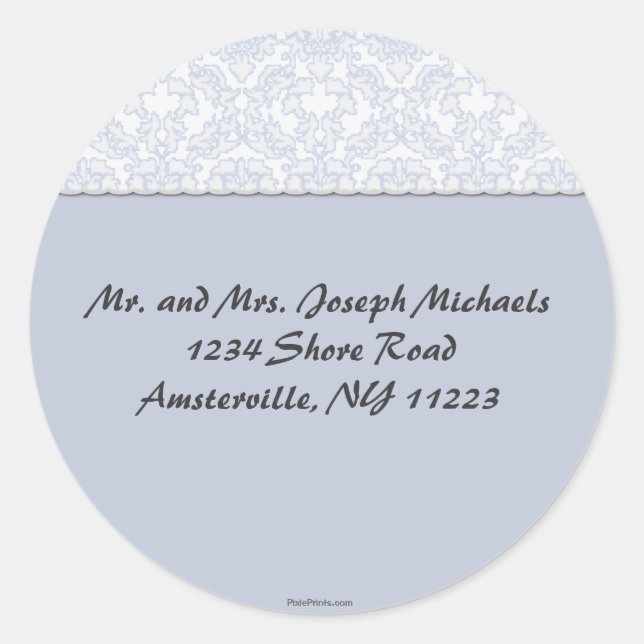 Elegant Damask Collection Blue Sticker (Front)