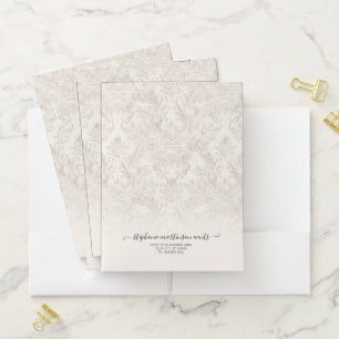 Elegant Damask Cream Design Business Professional Pocket Folder