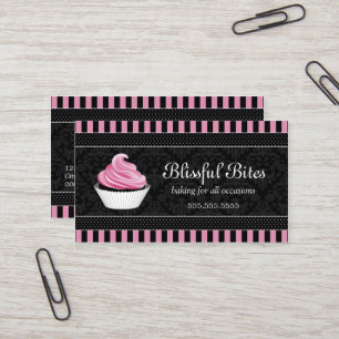 Elegant Damask Cupcake Bakery Business Card