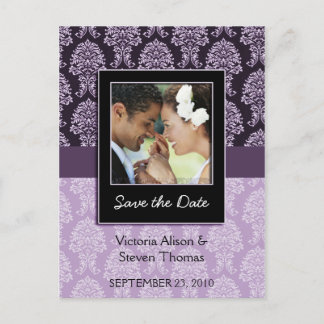 Elegant Damask Custom Save the date postcard