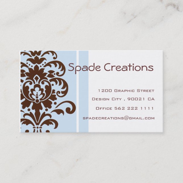 Elegant Damask - Customized Business Card (Front)