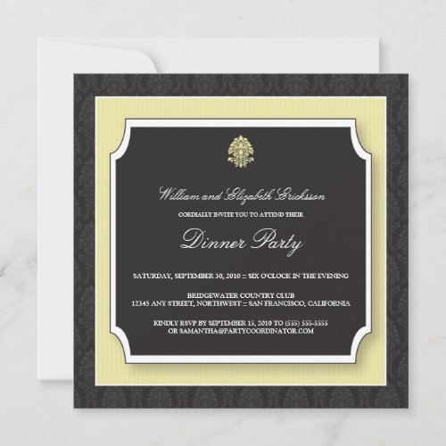 Elegant Damask Dinner Party Invitation (ivory)