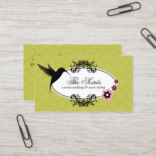 Elegant Damask Event Coordinator Business Cards