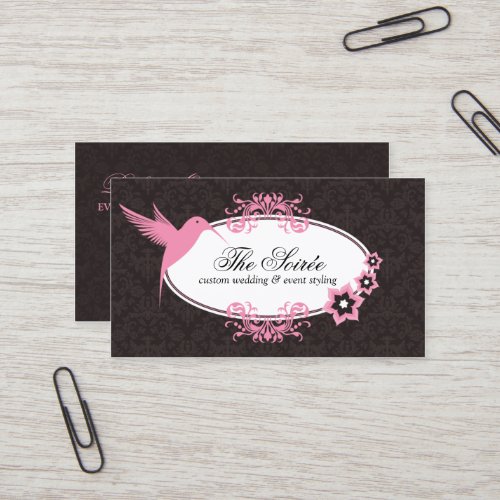 Elegant Damask Event Coordinator Business Cards