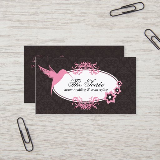 Customizable Elegant Damask Event Coordinator Business Cards
