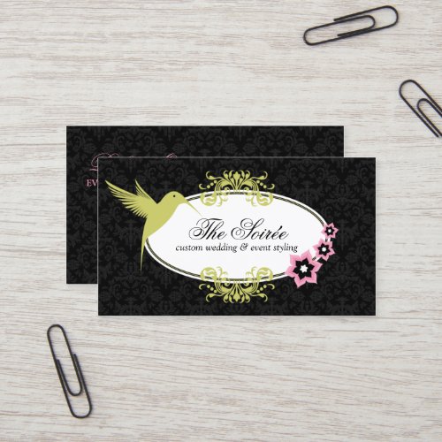 Elegant Damask Event Coordinator Business Cards