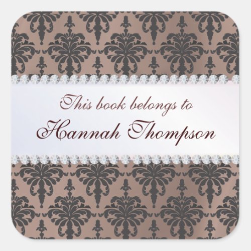 Elegant Damask Ex Libris Book Label