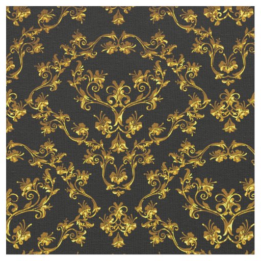 Elegant Damask Fabric black yard