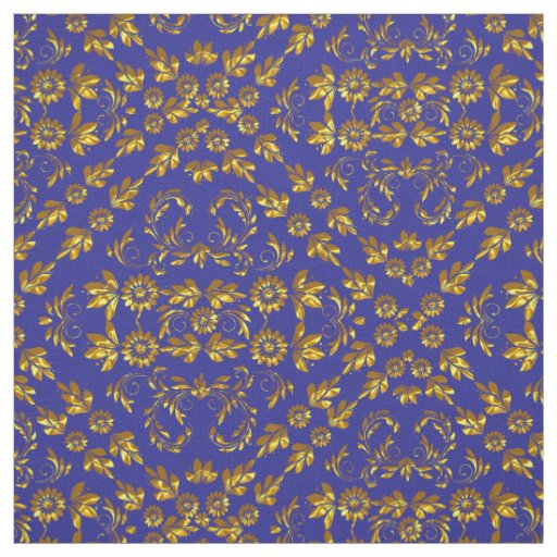 Elegant Damask Fabric Navy Blue