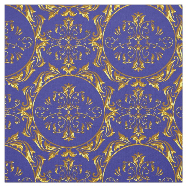 Elegant Damask Fabric Navy Blue (Swatch)