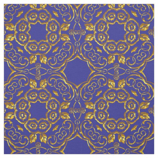 Elegant Damask Fabric Navy Blue
